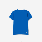 Kids Lacoste V0ZN3157 Blue White LUX SPORT Tennis Technical Jersey Oversized Croc T-Shirt - Image 2