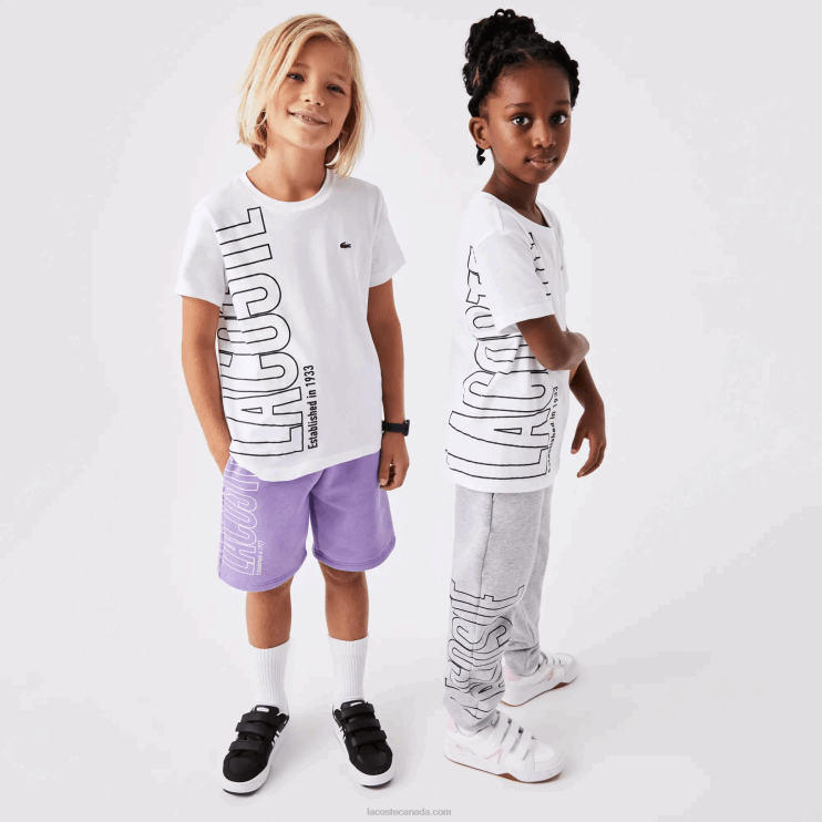 Kids Lacoste V0ZN3158 White 001 Oversized Logo Cotton Jersey T-Shirt - Image 4
