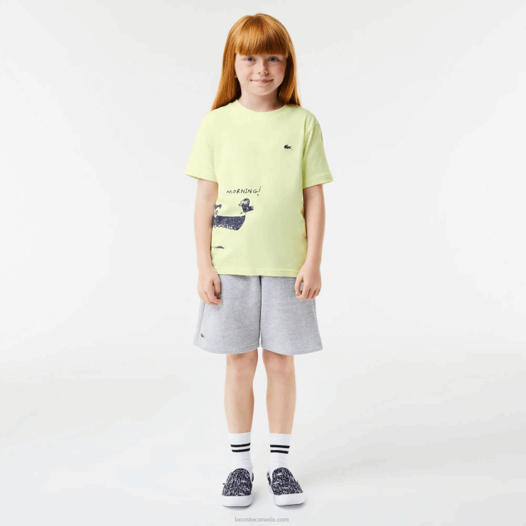 Kids Lacoste V0ZN3161 Yellow 6GD Crocodile Print Cotton Jersey T-Shirt - Image 2