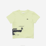Kids Lacoste V0ZN3161 Yellow 6GD Crocodile Print Cotton Jersey T-Shirt - Image 4
