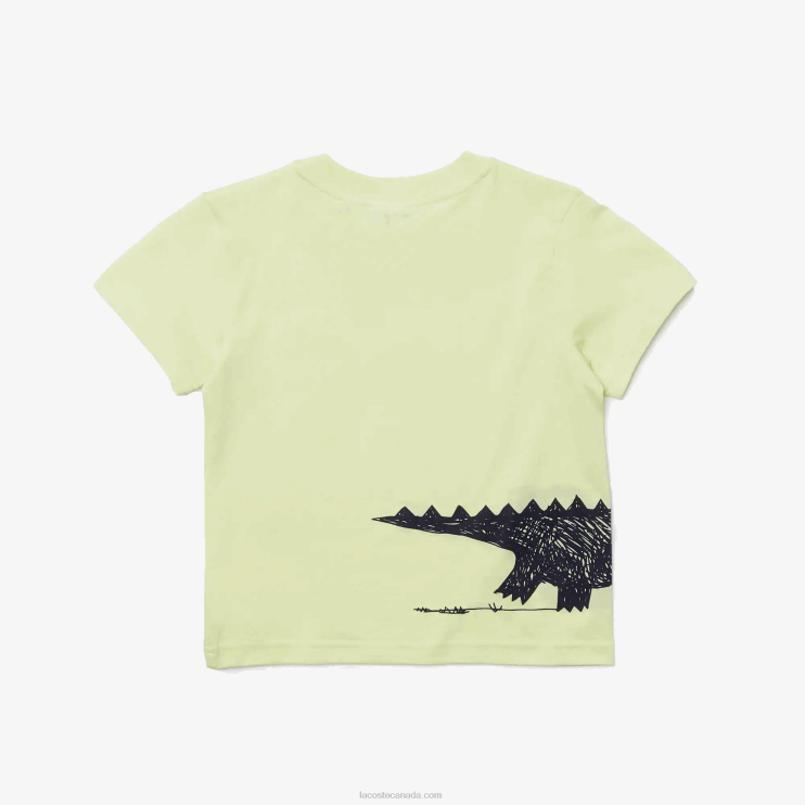 Kids Lacoste V0ZN3161 Yellow 6GD Crocodile Print Cotton Jersey T-Shirt - Image 5