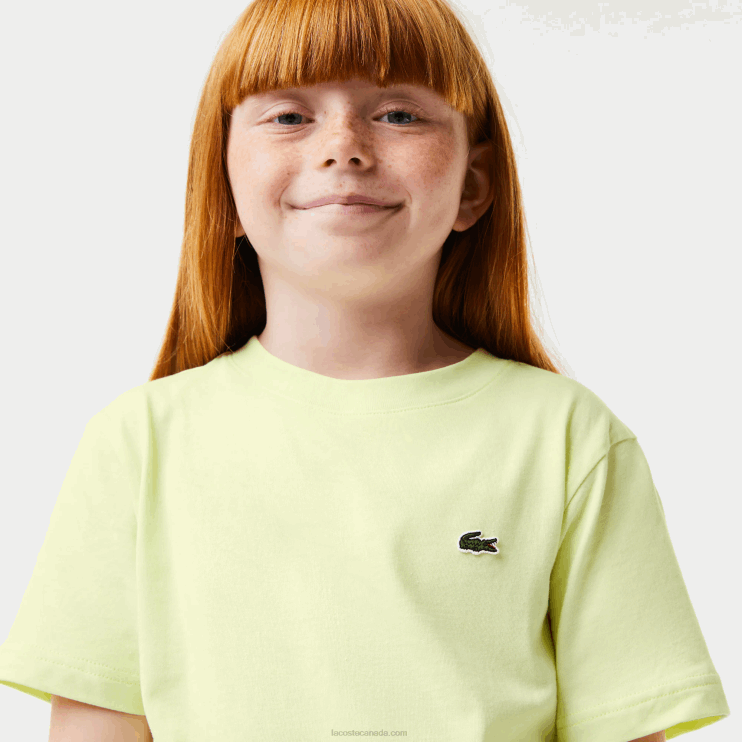 Kids Lacoste V0ZN3161 Yellow 6GD Crocodile Print Cotton Jersey T-Shirt - Image 6