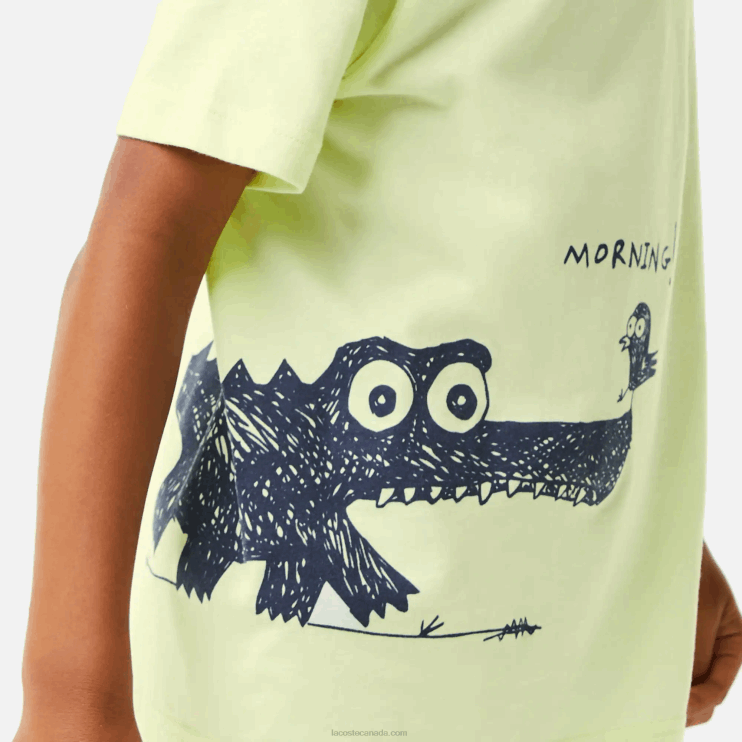 Kids Lacoste V0ZN3161 Yellow 6GD Crocodile Print Cotton Jersey T-Shirt - Image 7
