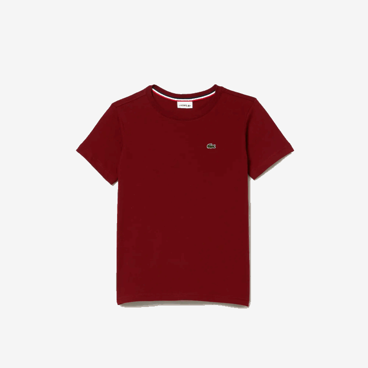 Kids Lacoste V0ZN3165 Bordeaux YPW Crew Neck Cotton Jersey T-Shirt - Image 5