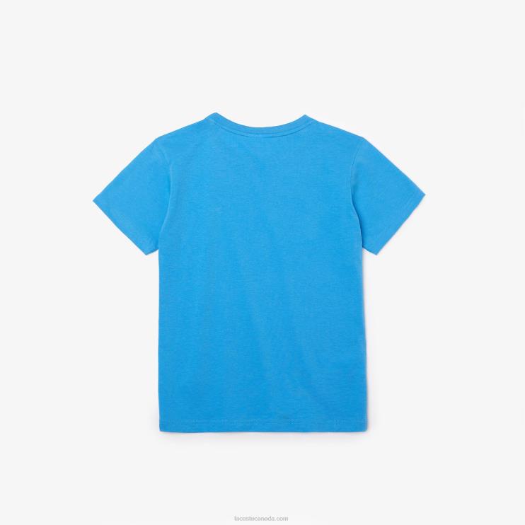 Kids Lacoste V0ZN3166 Blue 4XA Crew Neck Cotton Jersey T-Shirt - Image 3
