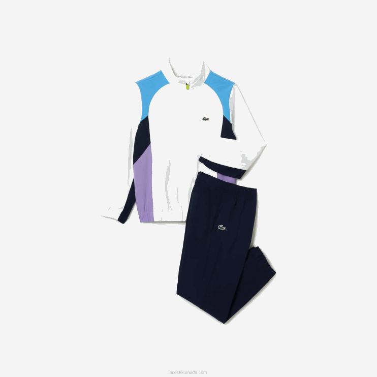 Kids Lacoste V0ZN3185 White Navy Blue Purple 6HU SPORT Color-Block Tennis Tracksuit - Image 5