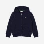 Kids Lacoste V0ZN3189 Navy Blue 166 Kangaroo Pocket Hooded Zip Sweatshirt