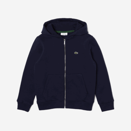 Kids Lacoste V0ZN3189 Navy Blue 166 Kangaroo Pocket Hooded Zip Sweatshirt