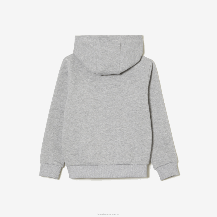 Kids Lacoste V0ZN3191 Grey Chine CCA Kangaroo Pocket Hooded Zip Sweatshirt - Image 4