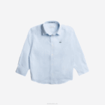 Kids Lacoste V0ZN3201 White Blue F6Z Striped Print Oxford Cotton Shirt