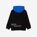 Kids Lacoste V0ZN3205 Black Blue 985 Kangaroo Pocket Hooded Sweatshirt - Image 5