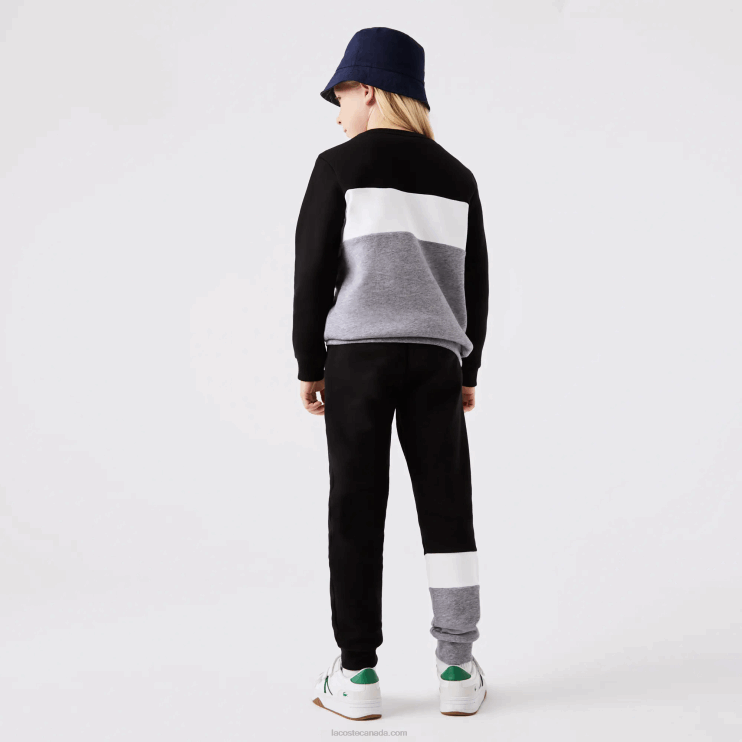 Kids Lacoste V0ZN3214 Black White Grey Chine NUA Branded Trackpants - Image 3