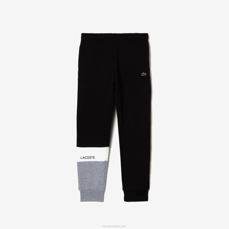 Kids Lacoste V0ZN3214 Black White Grey Chine NUA Branded Trackpants - Image 5
