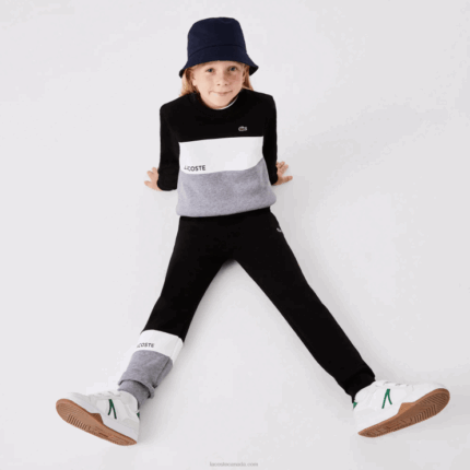Kids Lacoste V0ZN3214 Black White Grey Chine NUA Branded Trackpants
