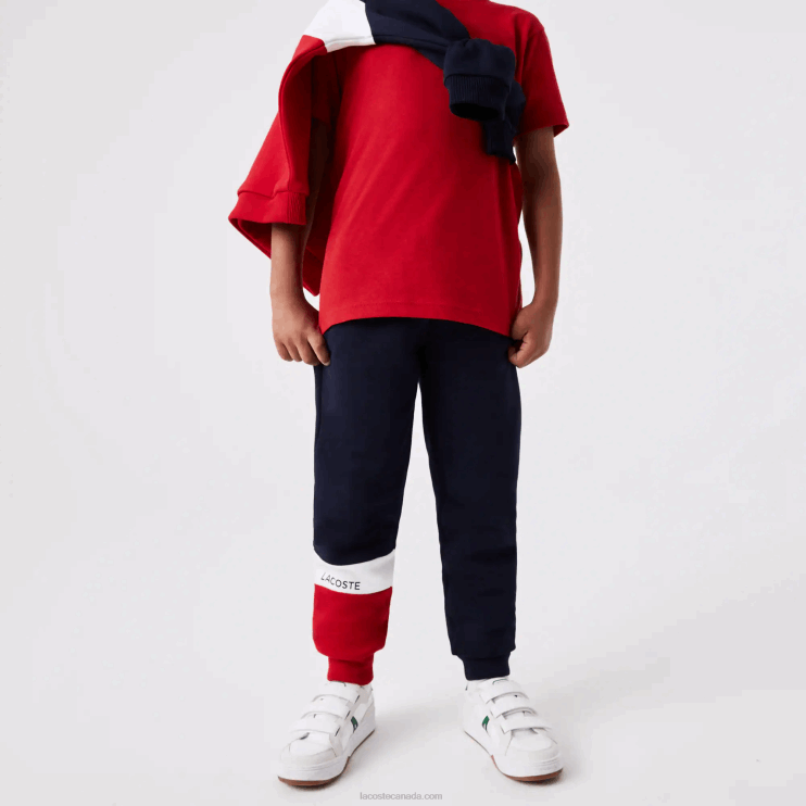 Kids Lacoste V0ZN3215 Navy Blue White Red LAW Branded Trackpants - Image 2