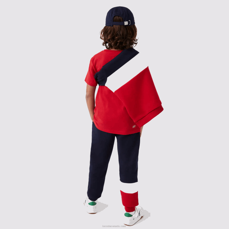 Kids Lacoste V0ZN3215 Navy Blue White Red LAW Branded Trackpants - Image 3