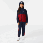 Kids Lacoste V0ZN3219 Navy Blue Bordeaux LUB High-Neck Colorblock Jacket - Image 2