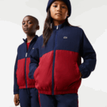 Kids Lacoste V0ZN3219 Navy Blue Bordeaux LUB High-Neck Colorblock Jacket