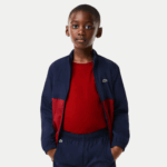 Kids Lacoste V0ZN3219 Navy Blue Bordeaux LUB High-Neck Colorblock Jacket - Image 4