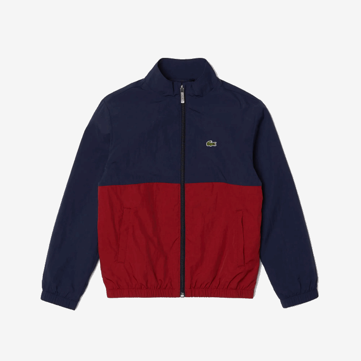 Kids Lacoste V0ZN3219 Navy Blue Bordeaux LUB High-Neck Colorblock Jacket - Image 5