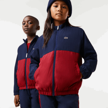 Kids Lacoste V0ZN3219 Navy Blue Bordeaux LUB High-Neck Colorblock Jacket