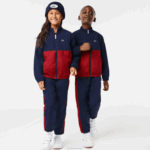 Kids Lacoste V0ZN3219 Navy Blue Bordeaux LUB High-Neck Colorblock Jacket - Image 7