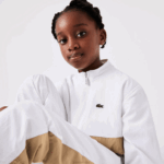 Kids Lacoste V0ZN3220 White Beige WN5 High-Neck Colorblock Jacket - Image 4