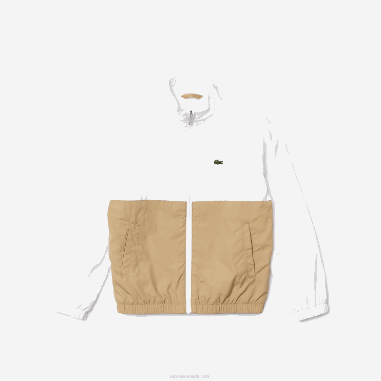 Kids Lacoste V0ZN3220 White Beige WN5 High-Neck Colorblock Jacket - Image 5