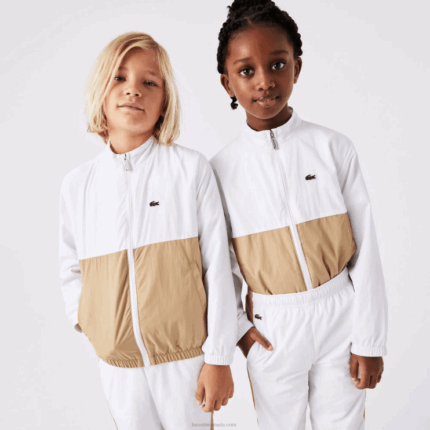Kids Lacoste V0ZN3220 White Beige WN5 High-Neck Colorblock Jacket