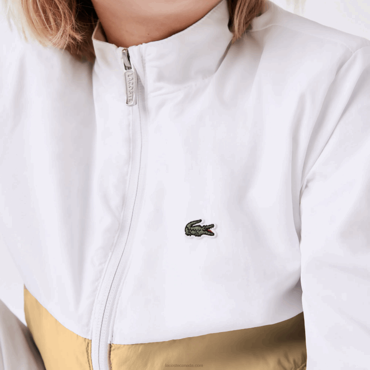 Kids Lacoste V0ZN3220 White Beige WN5 High-Neck Colorblock Jacket - Image 8