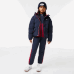 Kids Lacoste V0ZN3221 Navy Blue Red 7PE Crocodile Embroidery Hooded Taffeta Jacket - Image 9