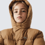 Kids Lacoste V0ZN3222 Brown Blue 9FG Crocodile Embroidery Hooded Taffeta Jacket - Image 4