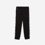 Kids Lacoste V0ZN3223 Black Blue 985 Printed Bands Trackpants - Image 4
