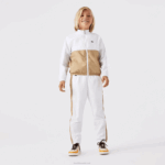 Kids Lacoste V0ZN3224 White Beige WN5 Contrast Band Trackpants - Image 2