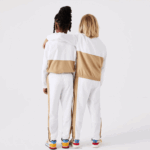 Kids Lacoste V0ZN3224 White Beige WN5 Contrast Band Trackpants - Image 3