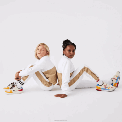 Kids Lacoste V0ZN3224 White Beige WN5 Contrast Band Trackpants
