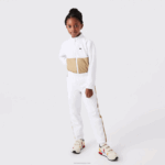 Kids Lacoste V0ZN3224 White Beige WN5 Contrast Band Trackpants - Image 10