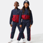 Kids Lacoste V0ZN3225 Navy Blue Bordeaux LUB Contrast Band Trackpants