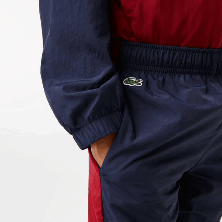 Kids Lacoste V0ZN3225 Navy Blue Bordeaux LUB Contrast Band Trackpants - Image 7