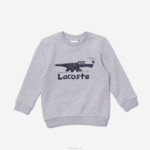Kids Lacoste V0ZN3230 Grey Chine CCA Crocodile Print Crew Neck Sweatshirt - Image 4