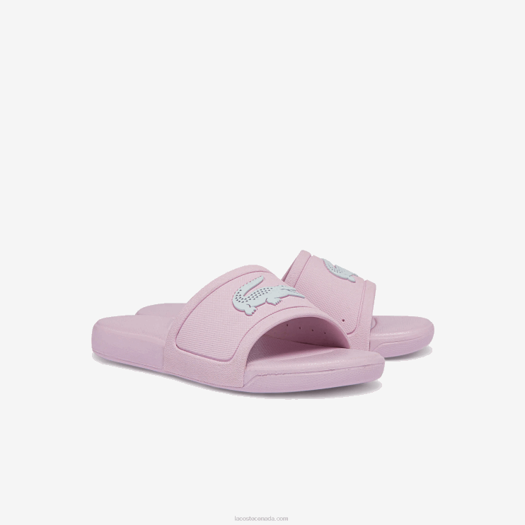 Kids Lacoste V0ZN3233 Light Pink & White 208 L.30 Synthetic Slides - Image 2