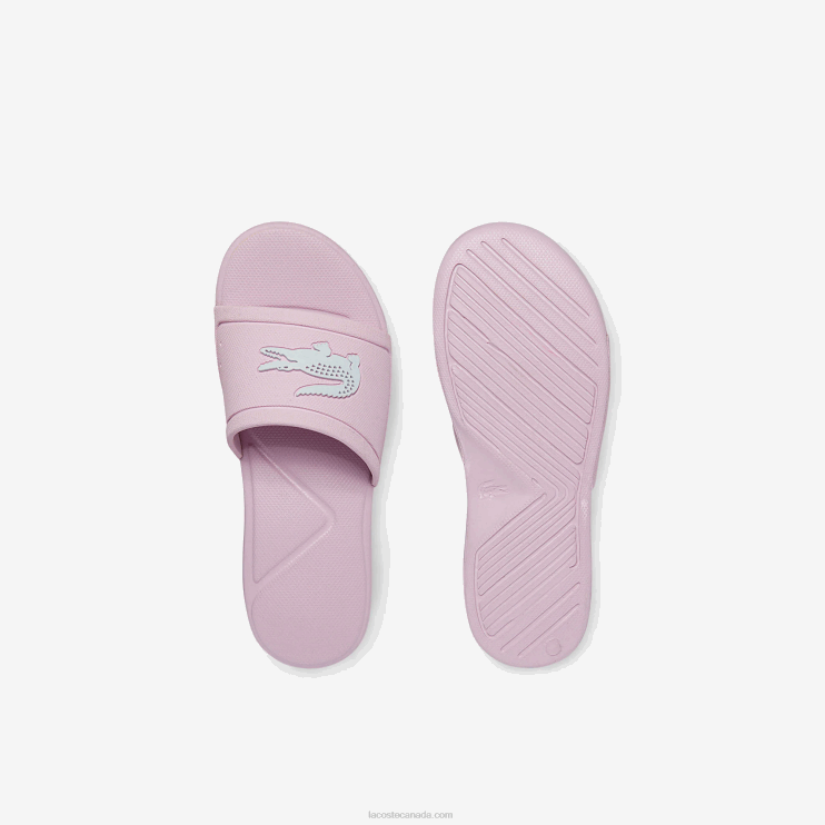 Kids Lacoste V0ZN3233 Light Pink & White 208 L.30 Synthetic Slides - Image 4