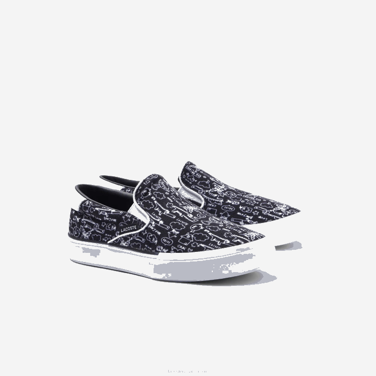 Kids Lacoste V0ZN3234 Black & White 312 Jump Serve Textile Slip On - Image 2