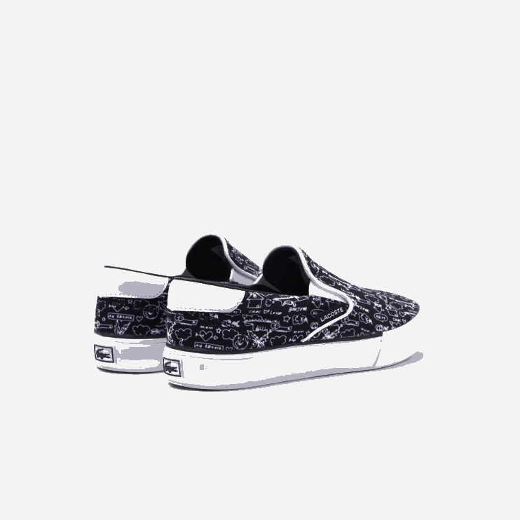 Kids Lacoste V0ZN3234 Black & White 312 Jump Serve Textile Slip On - Image 3