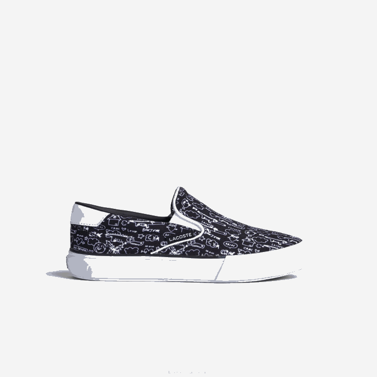 Kids Lacoste V0ZN3234 Black & White 312 Jump Serve Textile Slip On - Image 1