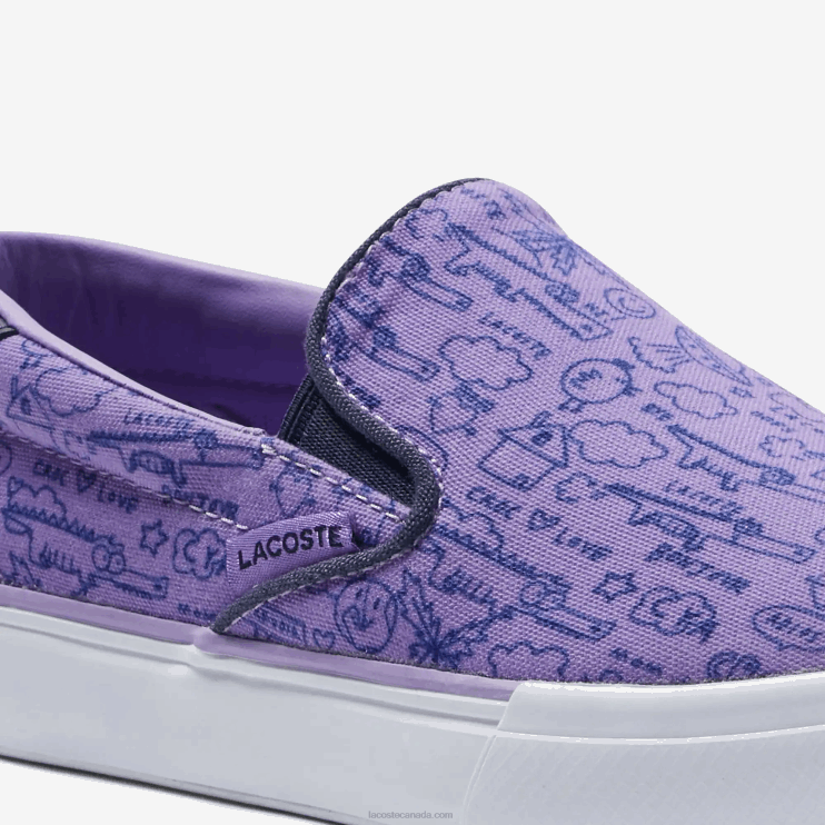 Kids Lacoste V0ZN3235 Purple White 84X Jump Serve Textile Slip On - Image 4