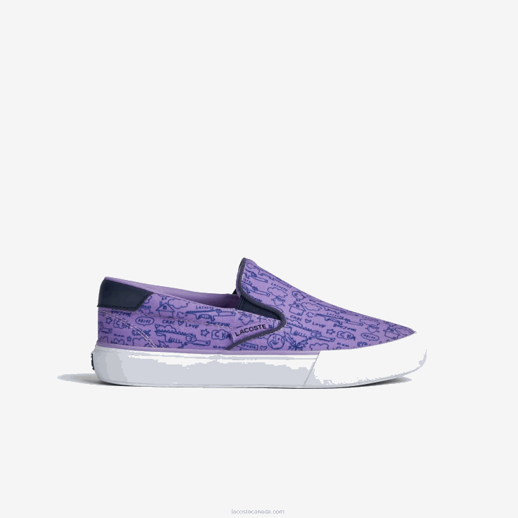 Kids Lacoste V0ZN3235 Purple White 84X Jump Serve Textile Slip On - Image 1