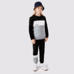 Kids Lacoste V0ZN3236 Black White Grey Chine NUA Branded Crew Neck Sweatshirt