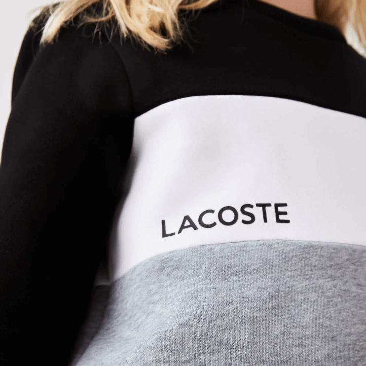 Kids Lacoste V0ZN3236 Black White Grey Chine NUA Branded Crew Neck Sweatshirt - Image 4