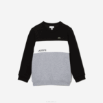 Kids Lacoste V0ZN3236 Black White Grey Chine NUA Branded Crew Neck Sweatshirt - Image 5